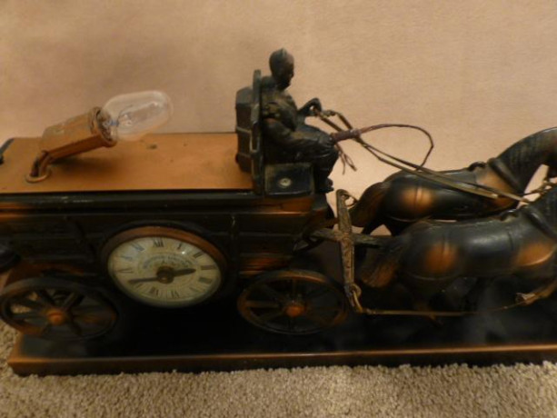 vintage-rare-bronze-covered-wagon-lighted-electric-mantel-clock-big-1