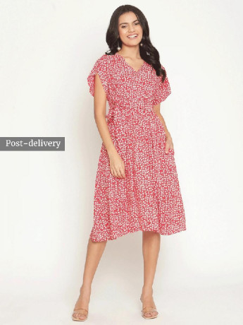 short-sleeve-floral-print-maternity-dress-dark-pink-big-0