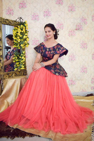 shop-blue-pink-skirt-top-set-for-women-big-0