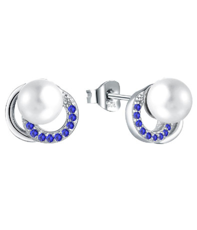 designer-pearl-and-blue-diamond-cluster-silver-earrings-for-women-big-0