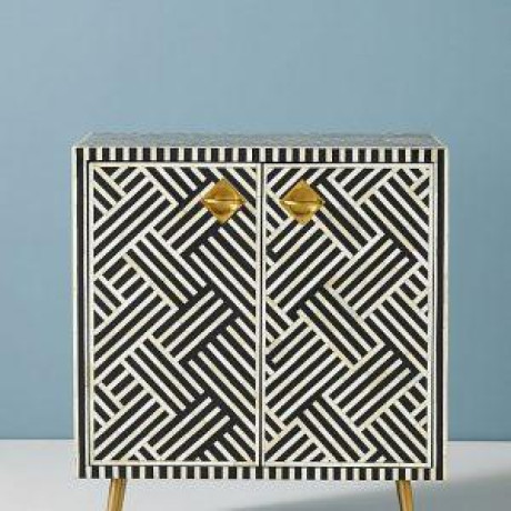 mother-of-pearl-floral-1-drawer-2-door-bedside-table-black-color-big-0
