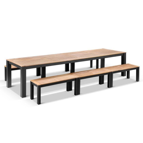balmoral-355m-outdoor-teak-top-aluminium-table-with-bench-seats-big-0