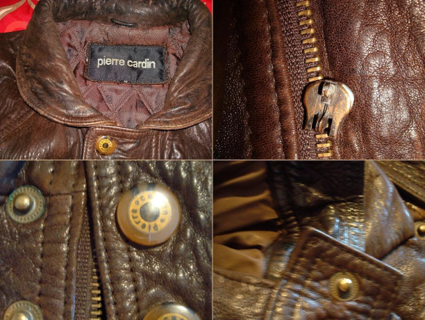 pierre-cardin-vintage-leather-bomber-lined-jacket-mens-size-medium-movie-film-big-0