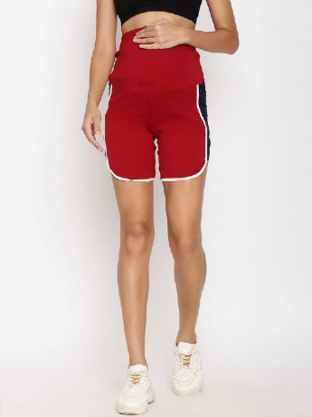 2pc-maternity-overbelly-shorts-comfy-tee-set-red-big-3