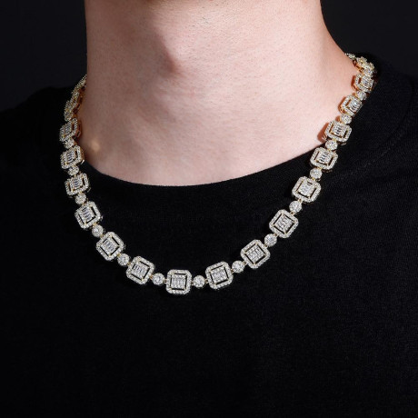 12mm-18k-gold-plated-baguette-round-cluster-necklace-big-0