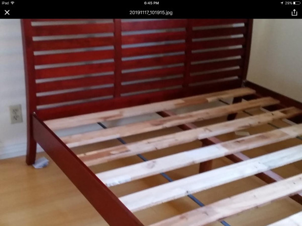 queen-bed-frame-real-wood-good-condition-big-0