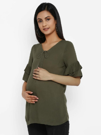 maternity-nursing-top-with-zip-solid-bell-sleeves-big-1