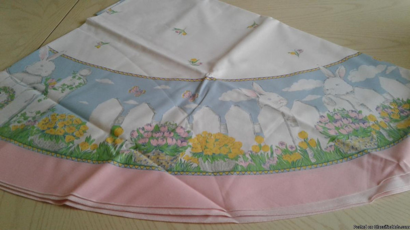 tobin-home-fashions-easter-meadow-70-round-tablecloth-vintage-new-big-1