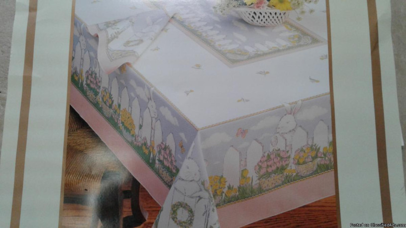 tobin-home-fashions-easter-meadow-70-round-tablecloth-vintage-new-big-0